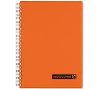 Maruman Septcouleur Lined Notebook- A5, 5.83" x 8.27", 80 Sheets / 160 Pages, 7mm College Ruled Paper Journal, Durable Double Wire-bound Spiral, Water Resistant Cover, Orange, Made in Japan