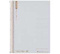 Maruman Spiral Note Basic Lined Notebook- B5, 9.92" x 7.44", 150 Sheets / 300 Pages, 6.5mm Narrow Ruled Journal, Perforated Pages & Wire-Bound to Lay Flat, Sturdy Gray Kraft Cover, Made in Japan