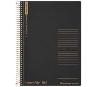 Maruman Spiral Note Basic Lined Notebook- B5, 9.92" x 7.44", 150 Sheets / 300 Pages, 6.5mm Narrow Ruled Journal, Perforated Pages & Wire-Bound to Lay Flat, Sturdy Black Kraft Cover, Made in Japan