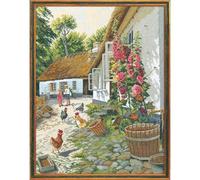 MARUSSIA Eva Rosenstand Cross Stitch Set Stockrose, Counted Pattern, 48 x 67 cm