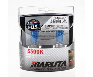 MARUTA® H15 55/15W 12 V 5500K, Super White Series Xenon Gas Filled Headlight Bulbs (E4) With Advanced Technology