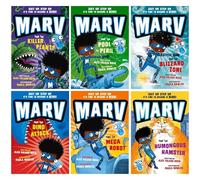 Marv Collection by Alex Falase-Koya Illustrated 6 Books Set (Marv and the: Dino Attack, Mega Robot, Pool of Peril, Killer Plants, Blizzard Zone & Humongous Hamster)