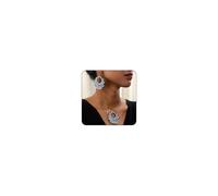 MarveBard Black White Acrylic Necklace Earring Set Bohemian Style Oval Zebra Print Pendant Necklace Trendy Rotundity Two Tone Dangle Drop Statement Earrings Boho Style Lightweight Acrylic Jewelry, L
