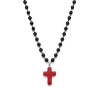 MarveBard Gothic Beaded Necklace for Women Men Vintage Red Cross Heart Pendant Necklace Victorian Black Beaded Necklace Goth Grunge Emo Y2k Necklaces Halloween Jewelry
