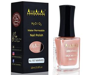 Marvee Halal Gel Nail Polish - Water Permeable Red & White Nail Enamel - Glossy, Vegan & Cruelty-Free (AL-157)