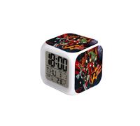 (Marvel-10, ) Spider-Man, Hulk, Venom, Marvel Seven-Color Square Clock - Creative Student Alarm Clock