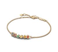 Marvel 14k gold-plated bracelet with red, orange, yellow, green, purple and blue crystal, 16