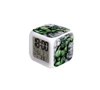 (Marvel-17, ) Spider-Man, Hulk, Venom, Marvel Seven-Color Square Clock - Creative Student Alarm Clock