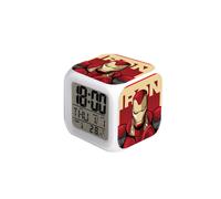 (Marvel-18, ) Spider-Man, Hulk, Venom, Marvel Seven-Color Square Clock - Creative Student Alarm Clock