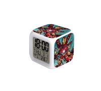 (Marvel-19, ) Spider-Man, Hulk, Venom, Marvel Seven-Color Square Clock - Creative Student Alarm Clock