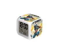 (Marvel-24, ) Spider-Man, Hulk, Venom, Marvel Seven-Color Square Clock - Creative Student Alarm Clock