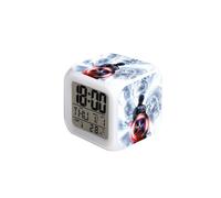 (Marvel-25, ) Spider-Man, Hulk, Venom, Marvel Seven-Color Square Clock - Creative Student Alarm Clock