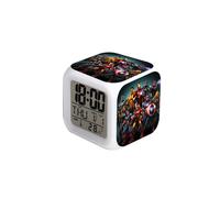 (Marvel-28, ) Spider-Man, Hulk, Venom, Marvel Seven-Color Square Clock - Creative Student Alarm Clock