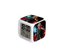 (Marvel-29, ) Spider-Man, Hulk, Venom, Marvel Seven-Color Square Clock - Creative Student Alarm Clock