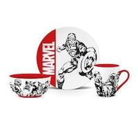 Marvel 3-Piece Tableware Set (Logo Design) 11oz Coffee Mug, Plate and Bowl in Presentation Gift Box - Official Merchandise