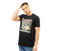 Marvel 70's Cap Cotton Mens T-Shirt Black Marvel Black L