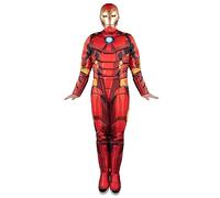 MARVEL Adult Iron Man Costume - Padded Jumpsuit and 3D Plastic Mask Large