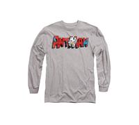 Marvel AntMan Retro Frame Logo Long Sleeve T-Shirt, Athletic Heather in Light Grey | Size: 2XL Marvel Light Grey 2XL