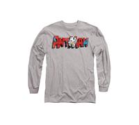 Marvel AntMan Retro Frame Logo Long Sleeve T-Shirt, Athletic Heather in Light Grey | Size: Medium Marvel Light Grey M