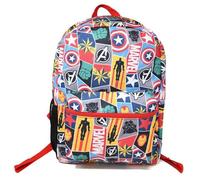 Marvel Avengers 16" Allover Kids Backpack - Colorful Cartoon School Bag with Front Pocket & Side Mesh, Lightweight Travel Backpack for Boys & Girls