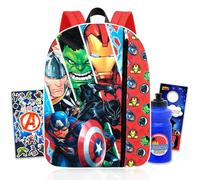 Marvel Avengers Backpack for Kids - Bundle with 16" Backpack Featuring Iron Man, Captain America, Thor Plus Water Bottle, Stickers, More | Avengers School Backpack for Boys Set