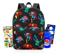 Marvel Avengers Backpack Kids - Bundle with 16" School Bag, Water Bottle, Stickers, & More | Avengers School Backpack for Boys Set