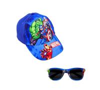 Marvel Avengers Baseball Cap and Sunglasses for Boys UV Protection Sunglasses Kids Summer Cap, blue, 6 1/2