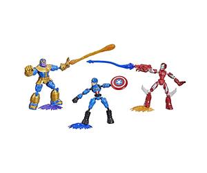 Marvel Avengers Bend and Flex, Pack of 3 Flexible Figures with Iron Man, Captain America and Thanos, Includes 9 Accessories