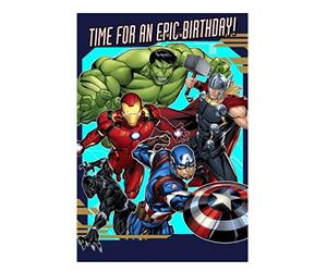 Marvel Avengers Birthday Card, Gift Wrap & Stickers Set