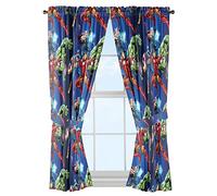 Marvel Avengers Blue Circle Microfiber Curtain Panel Pair with Tiebacks Set, 84 inches wide (42 inches/panel) 63 inches long