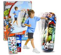 Marvel Comics Bop Bag Set - Avengers 3-Pc Inflatable Punching Toys with 300 Stickers for Kids