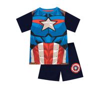 Marvel Avengers Boy's Captain America Short Pyjamas in Blue | Size: 9-10 Years marvel avengers Blue 9-10 Years