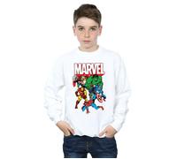Marvel Avengers Boy's Group Shot Sweatshirt in White | Size: 5-6 Years marvel avengers White 5-6 Years