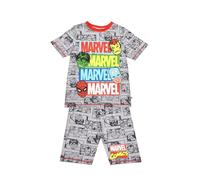 Marvel Avengers Boys Pyjamas Set - Action-Packed Grey Short Sleeve Top & PJ Bottoms | Official Comics Nightwear | Heroic Sleepwear for Kids (Ages 4-8 Years) (L6_0330_Y, 7-8 Years)