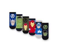 Marvel Avengers Boys Socks - Pack of 6 | Kids Superhero Multicoloured Athletic Character Socks | Hulk Captain America Iron Man Thor Graphic Footwear | Comfortable Childrens Sock Set Merchandise Gift
