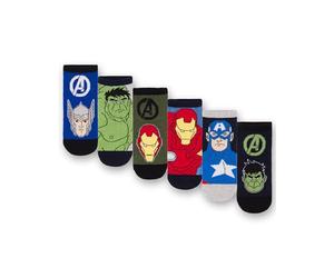 Marvel Avengers Boys Socks - Pack of 6 | Kids Superhero Multicoloured Athletic Character Socks | Hulk Captain America Iron Man Thor Graphic Footwear | Comfortable Childrens Sock Set Merchandise Gift