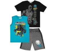 Marvel Avengers Boys Superhero Short Sleeve T-Shirt, Tank Top and Mesh Shorts Set (Black Panther, 4)