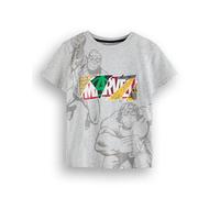 Marvel Avengers Boys T-Shirt | Kids Superhero Short Sleeve Graphic Tee in Grey | Comic Book Collage Spiderman The Incredible Hulk Original Artwork Apparel Top | Film Movie Merchandise Gift