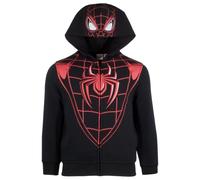 Marvel Avengers Boys Zip-Up Hooded Cosplay Sweatshirt, Black Panther, Hulk, or Miles Morales Spider-Man (Miles Morales, Size 8)