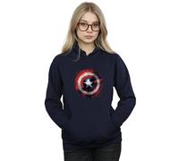 Marvel Women's Avengers Captain America Art Shield Hoodie in Navy | Size: 2XL Marvel Navy 2XL