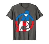 Marvel Avengers Captain America Costume Fill Logo T-Shirt, Men, Asphalt Grey, Large