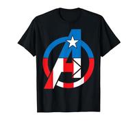 Marvel Avengers Captain America Costume Fill Logo T-Shirt, Men, Black, Large