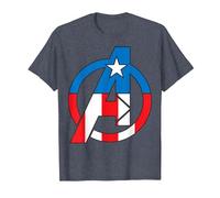 Marvel Avengers Captain America Costume Fill Logo T-Shirt, Men, Heather Blue, 3X-Large