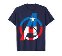Marvel Avengers Captain America Costume Fill Logo T-Shirt, Men, Navy Blue, 5X-Large
