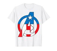 Marvel Avengers Captain America Costume Fill Logo T-Shirt, Men, White, 3X-Large