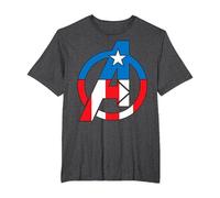 Marvel Avengers Captain America Costume Fill Logo T-Shirt, Men's Big and Tall, Dark Heather Grey, 4X Tall