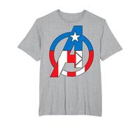 Marvel Avengers Captain America Costume Fill Logo T-Shirt, Men's Big and Tall, Heather Grey, 6X Tall