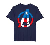 Marvel Avengers Captain America Costume Fill Logo T-Shirt, Men's Big and Tall, Navy Blue, 3X Tall