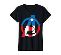 Marvel Avengers Captain America Costume Fill Logo T-Shirt, Women, Black, 3X-Large