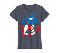 Marvel Avengers Captain America Costume Fill Logo T-Shirt, Women, Heather Blue, 3X-Large